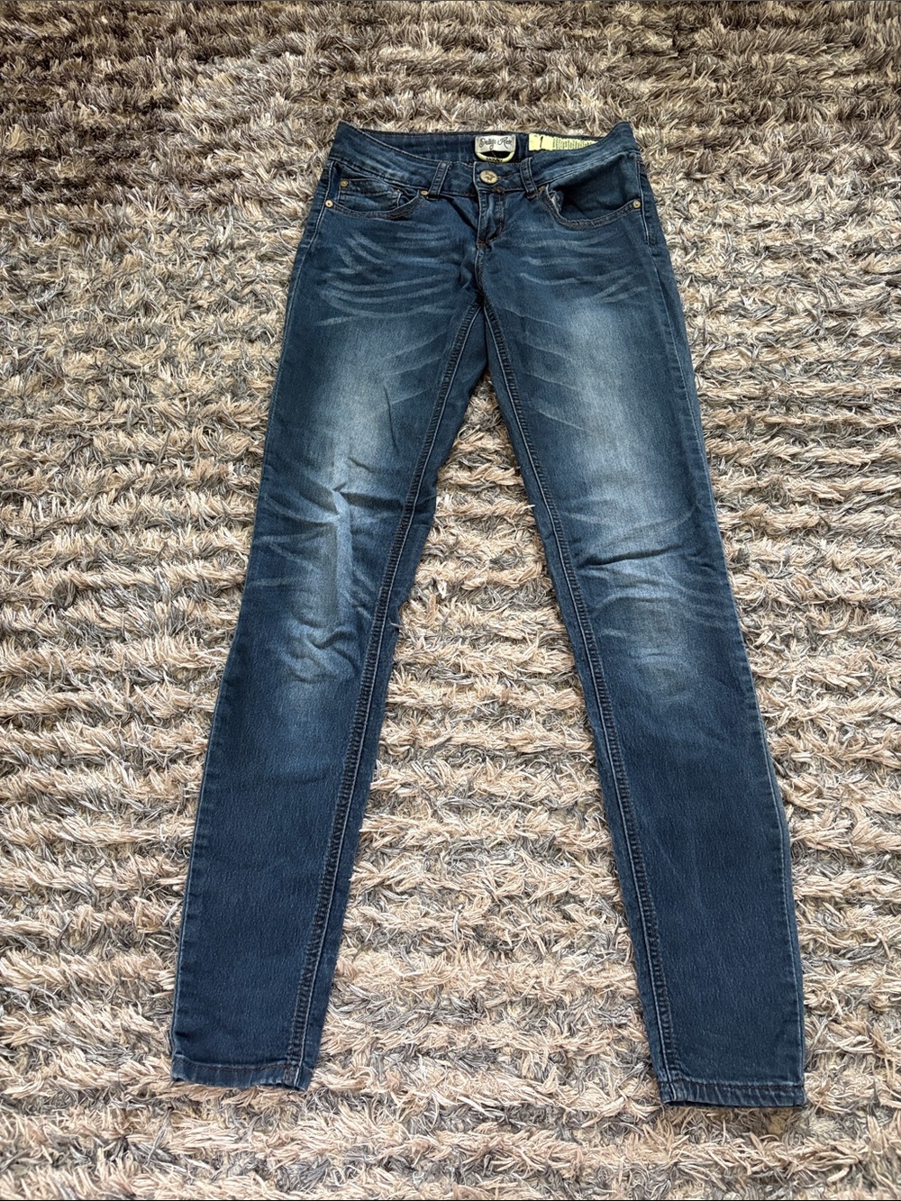 Cotton Blend Skinny Stretch Jeans in Dark Blue Size 1 Waist 26”